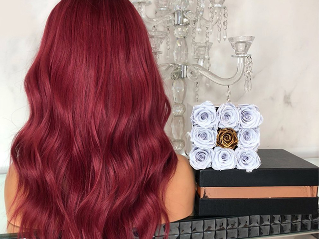 Long wavy red hair